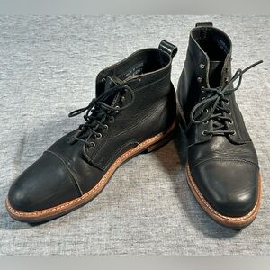 Rancourt Byron Boots 11.5 D Black Leather Antique Brass Eyelets Vibram Maine USA